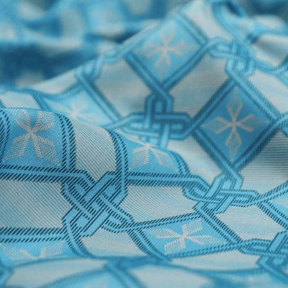 Azure Crest Satin Fabric - Kapaas