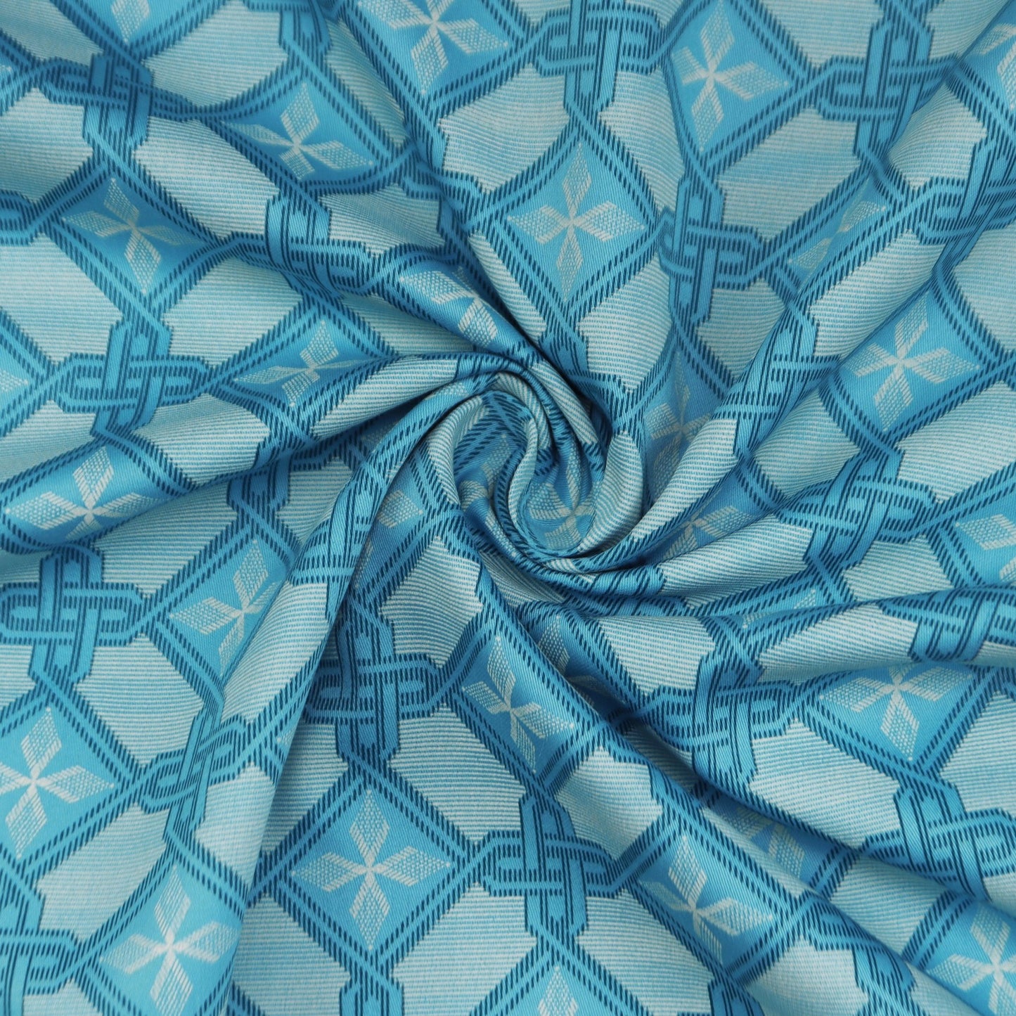Azure Crest Satin Fabric - Kapaas