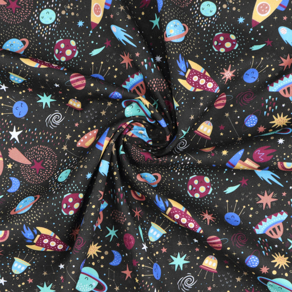 Cosmic Voyage Printed Poplin Fabric