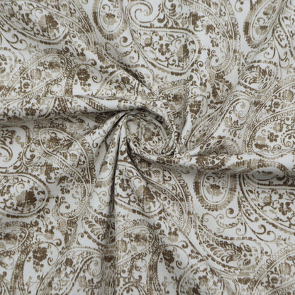 Elegant Paisley Bloom Poplin Fabric - Kapaas