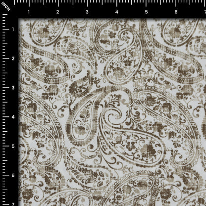 Elegant Paisley Bloom Poplin Fabric - Kapaas