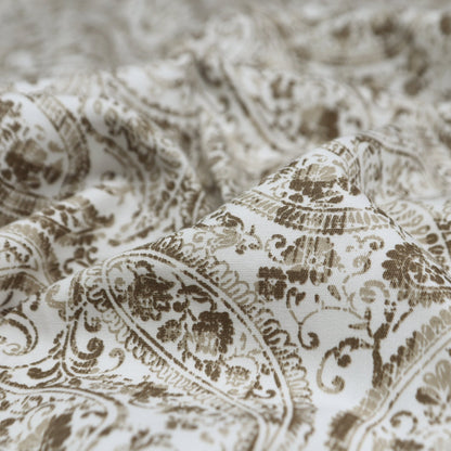 Elegant Paisley Bloom Poplin Fabric - Kapaas