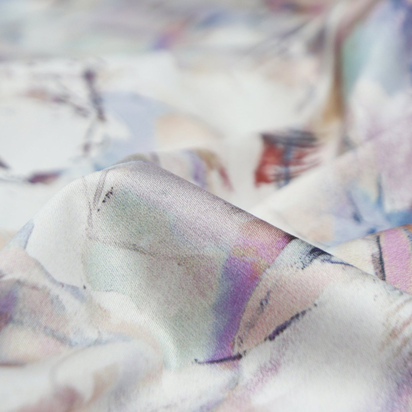 Ethereal Abstract Wash Satin Fabric - Kapaas