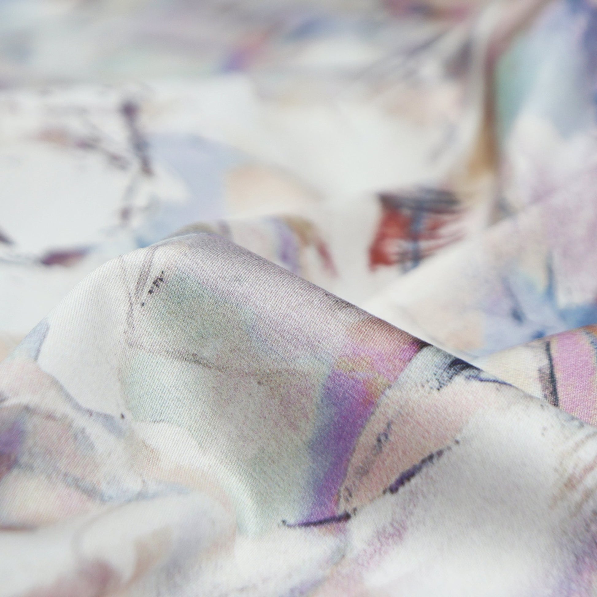 Ethereal Abstract Wash Satin Fabric - Kapaas