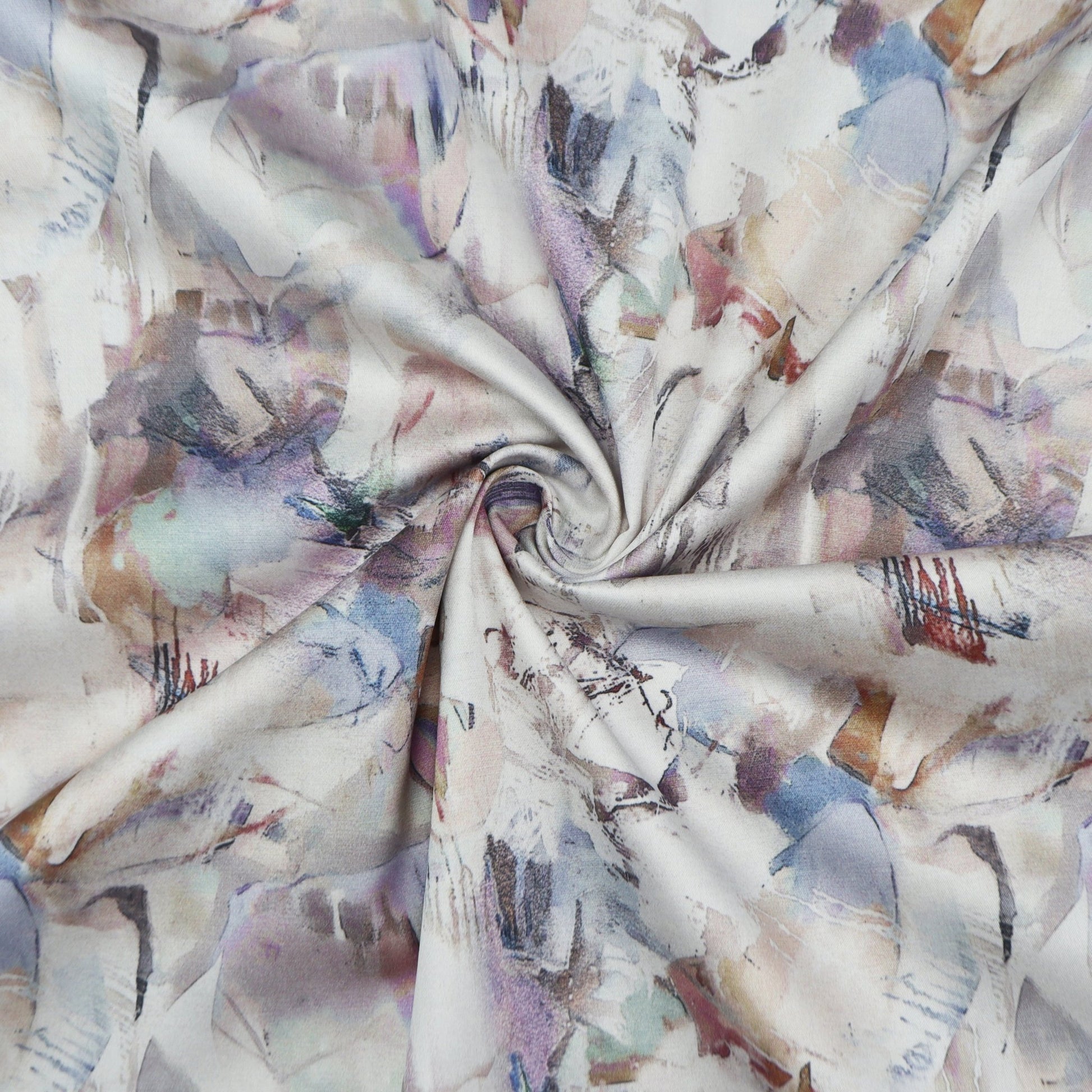 Ethereal Abstract Wash Satin Fabric - Kapaas