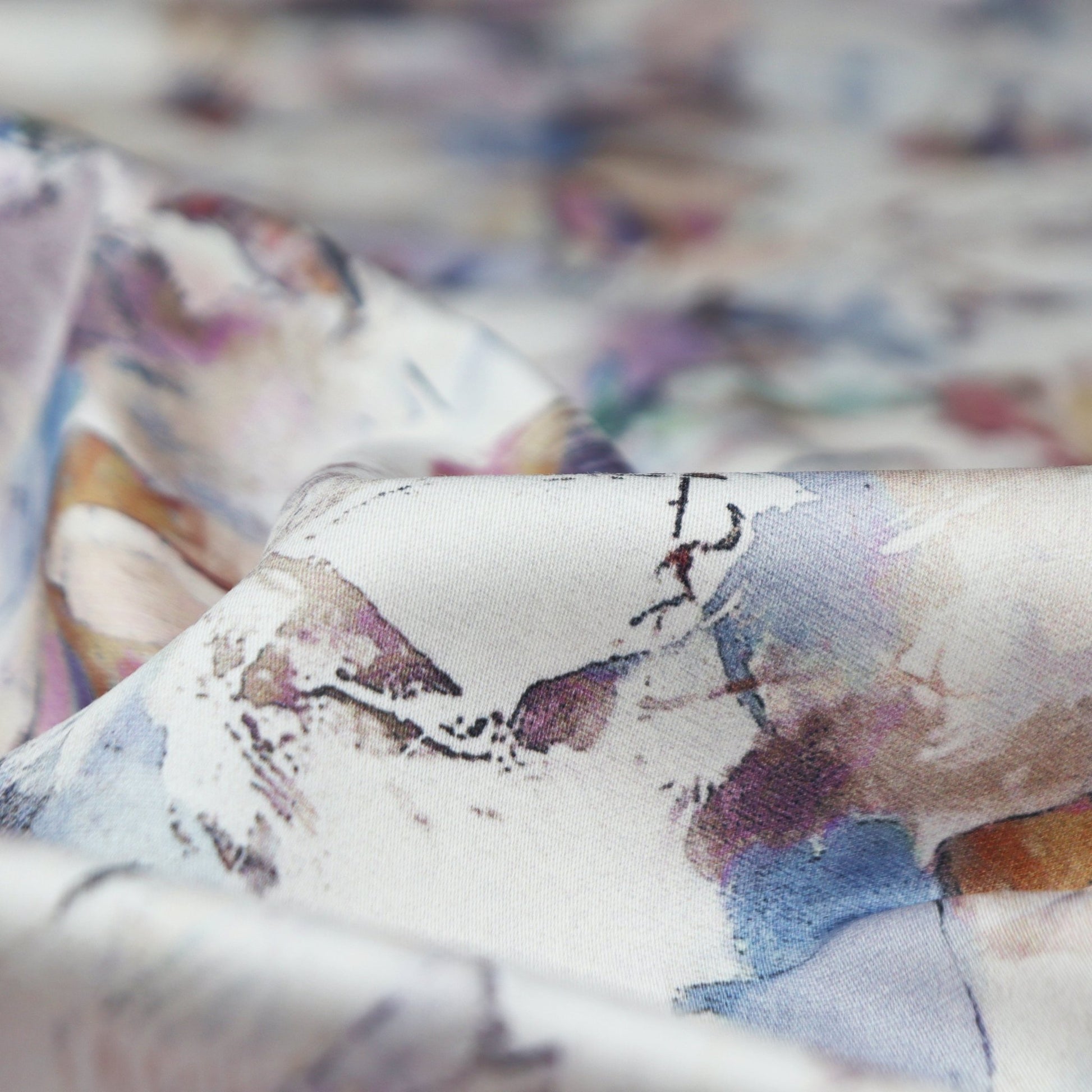 Ethereal Abstract Wash Satin Fabric - Kapaas