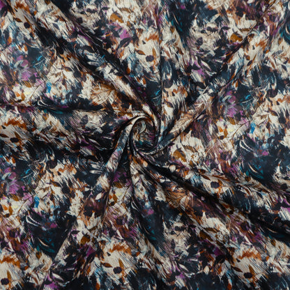 Expressive Botanical Brush Satin Fabric - Kapaas