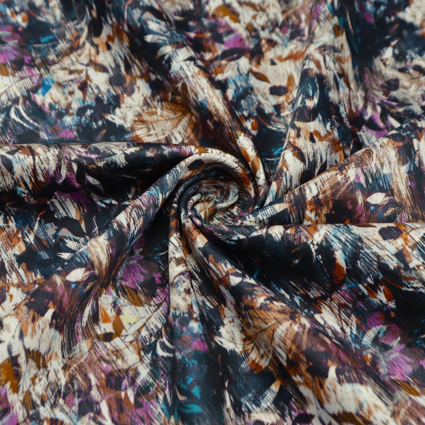 Expressive Botanical Brush Satin Fabric - Kapaas