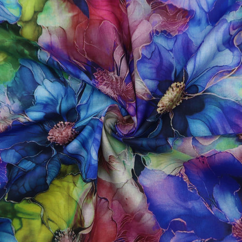 Artistic Floral Printed Cambric Fabric
