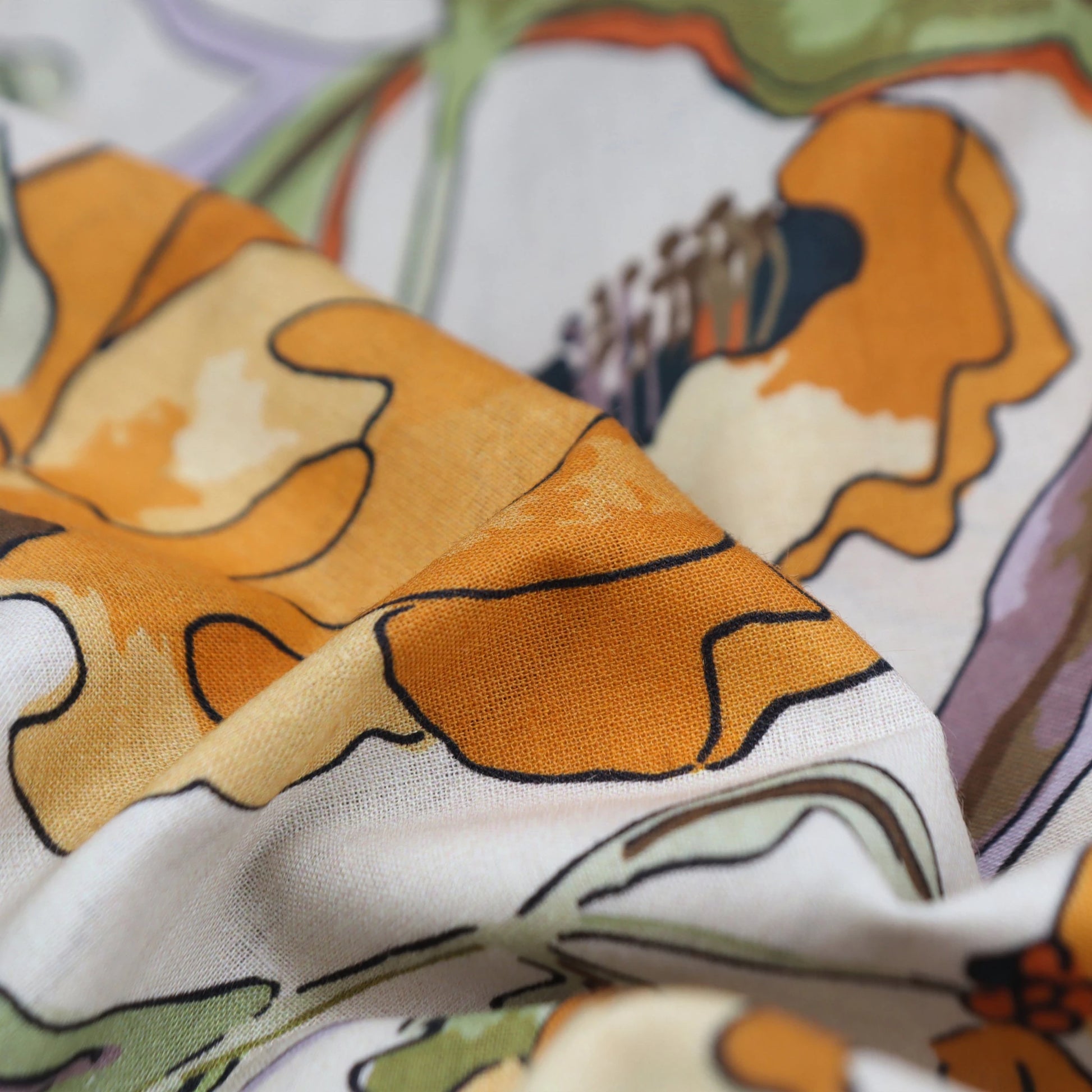 Elegant Floral Sketch Cambric Fabric - Kapaas