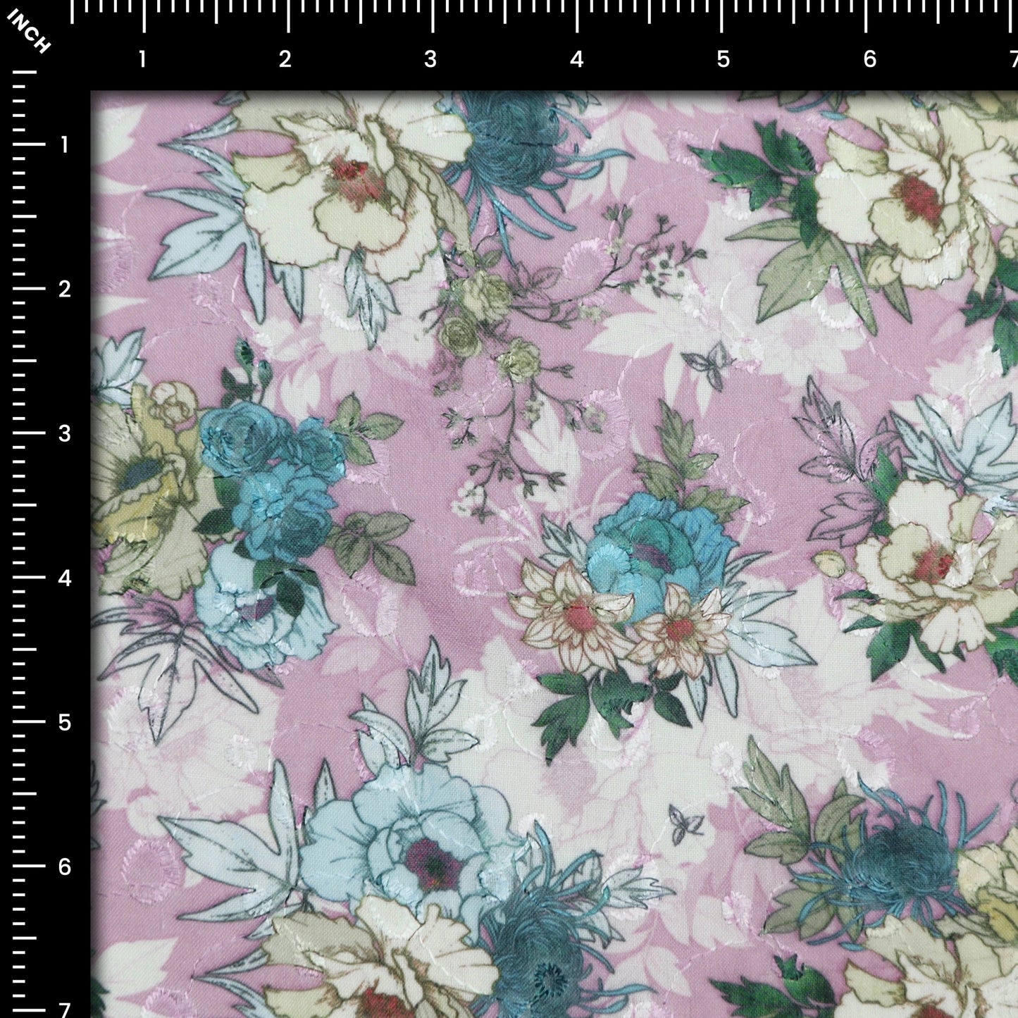 Artistic Floral Sketch Print Cotton Fabric - Kapaas