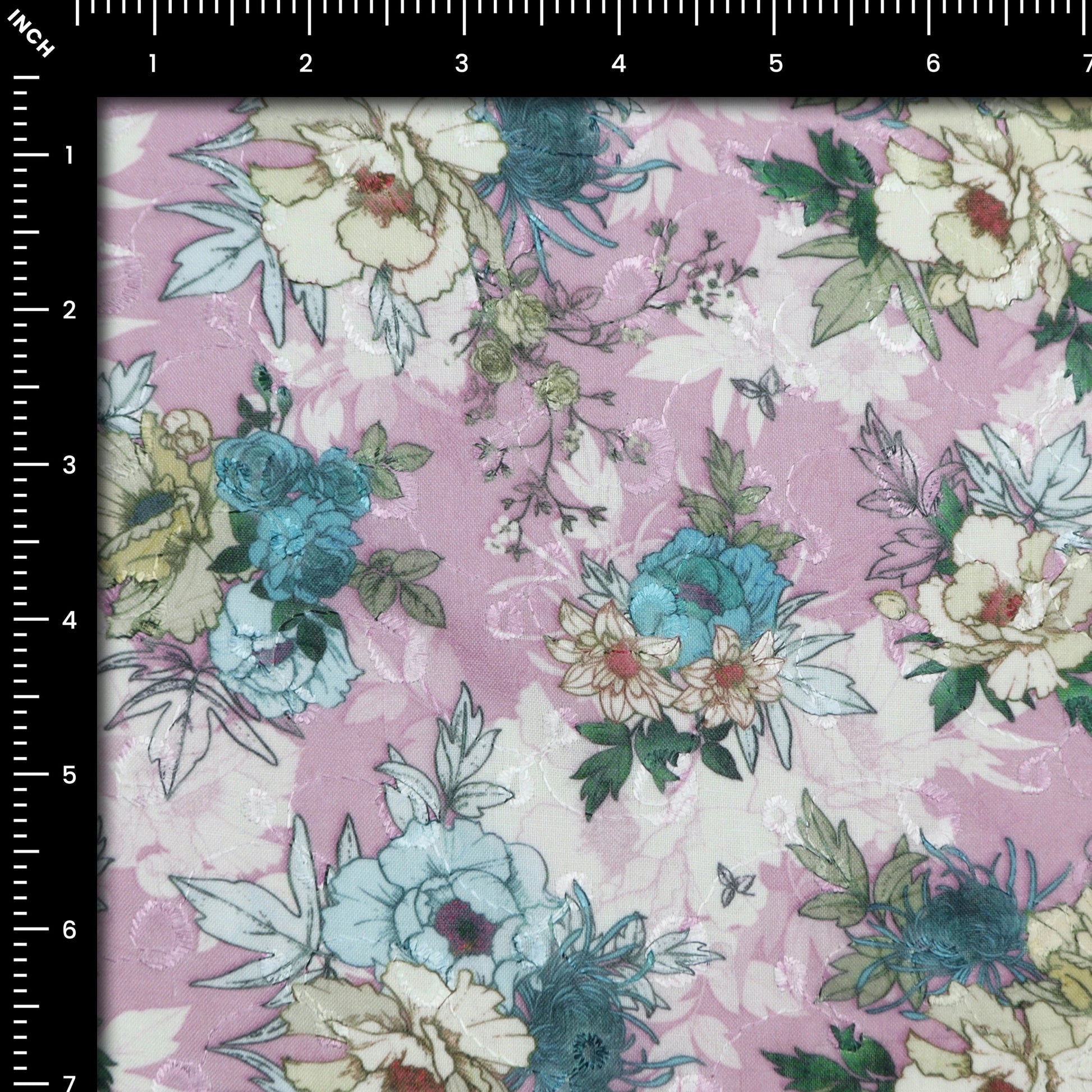 Artistic Floral Sketch Print Cotton Fabric - Kapaas
