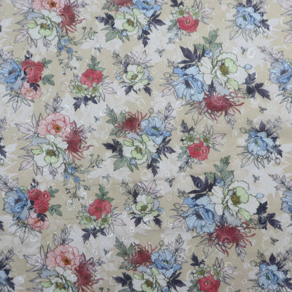 Artistic Floral Sketch Print Cotton Fabric - Kapaas