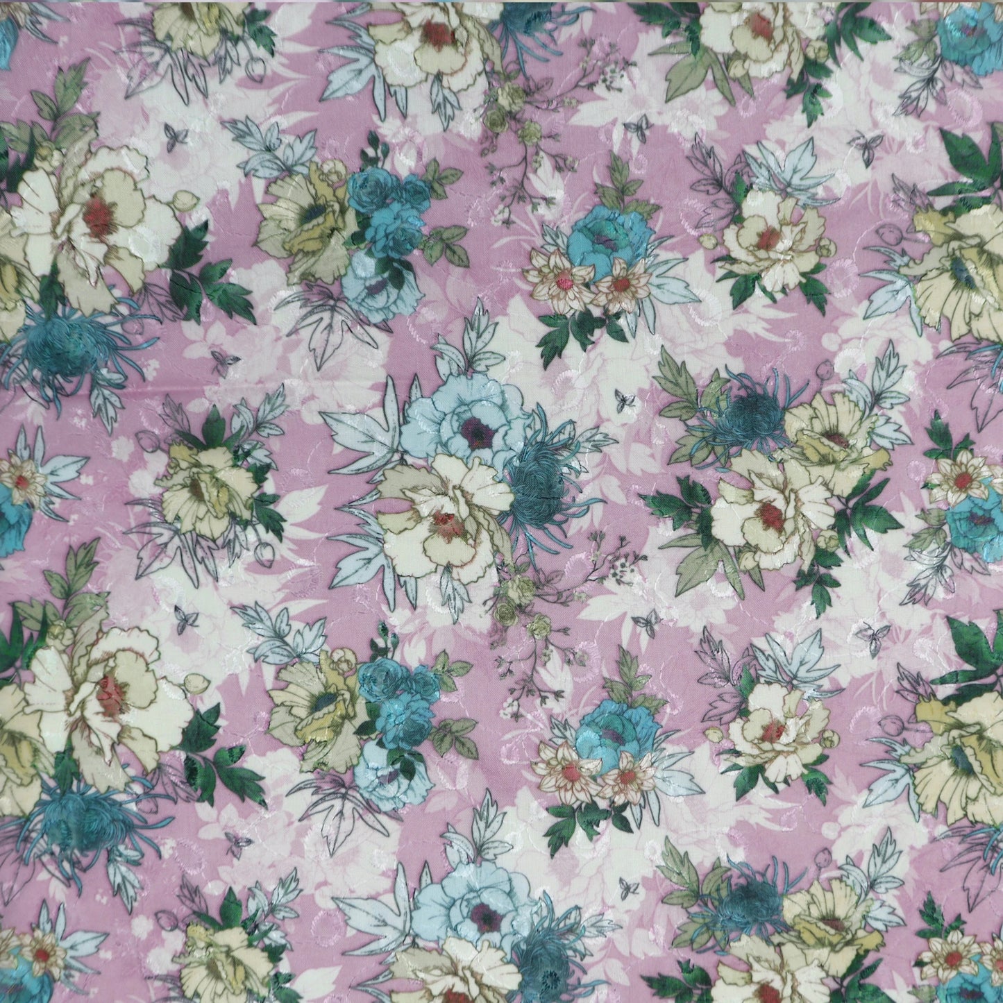 Artistic Floral Sketch Print Cotton Fabric - Kapaas