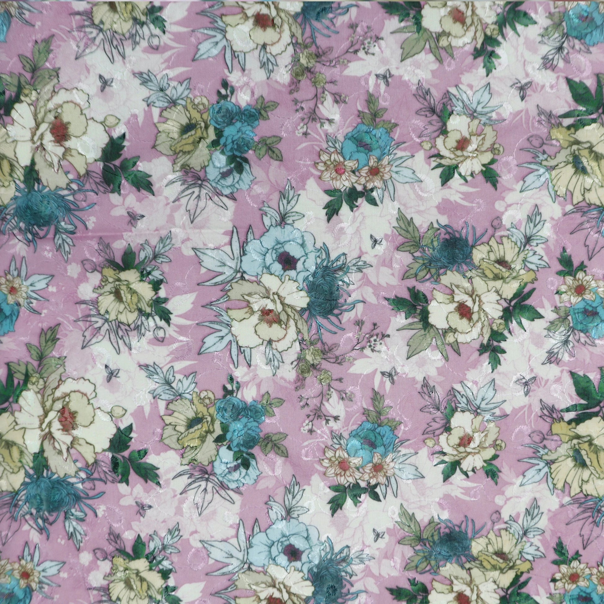 Artistic Floral Sketch Print Cotton Fabric - Kapaas