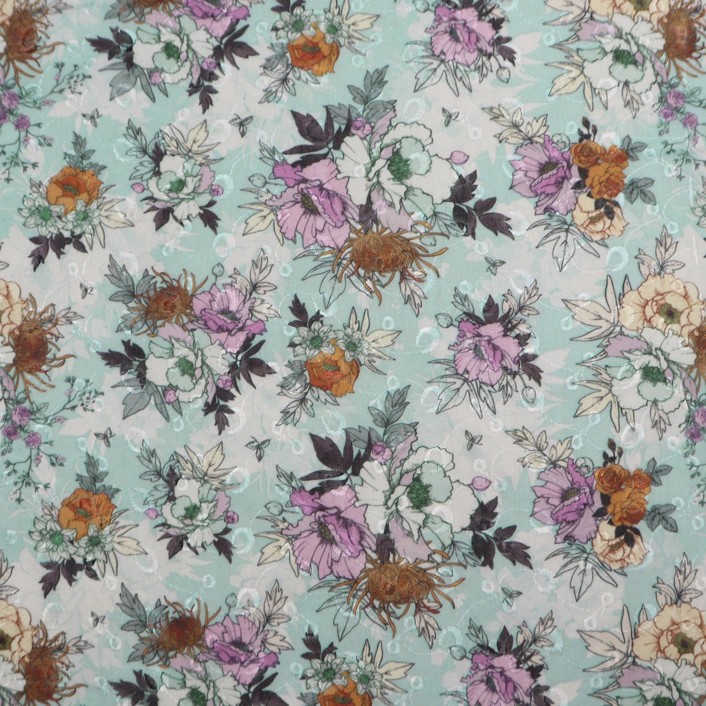 Artistic Floral Sketch Print Cotton Fabric - Kapaas