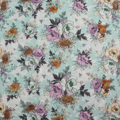 Artistic Floral Sketch Print Cotton Fabric - Kapaas