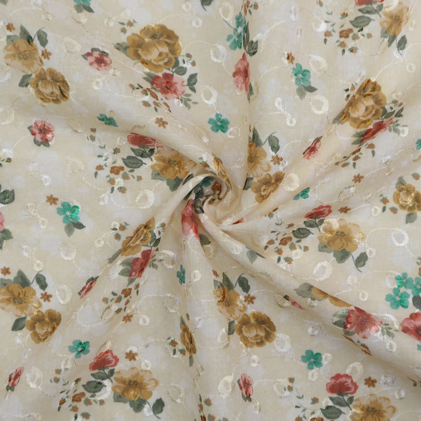 Garden Lace Floral Cotton Fabric - Kapaas