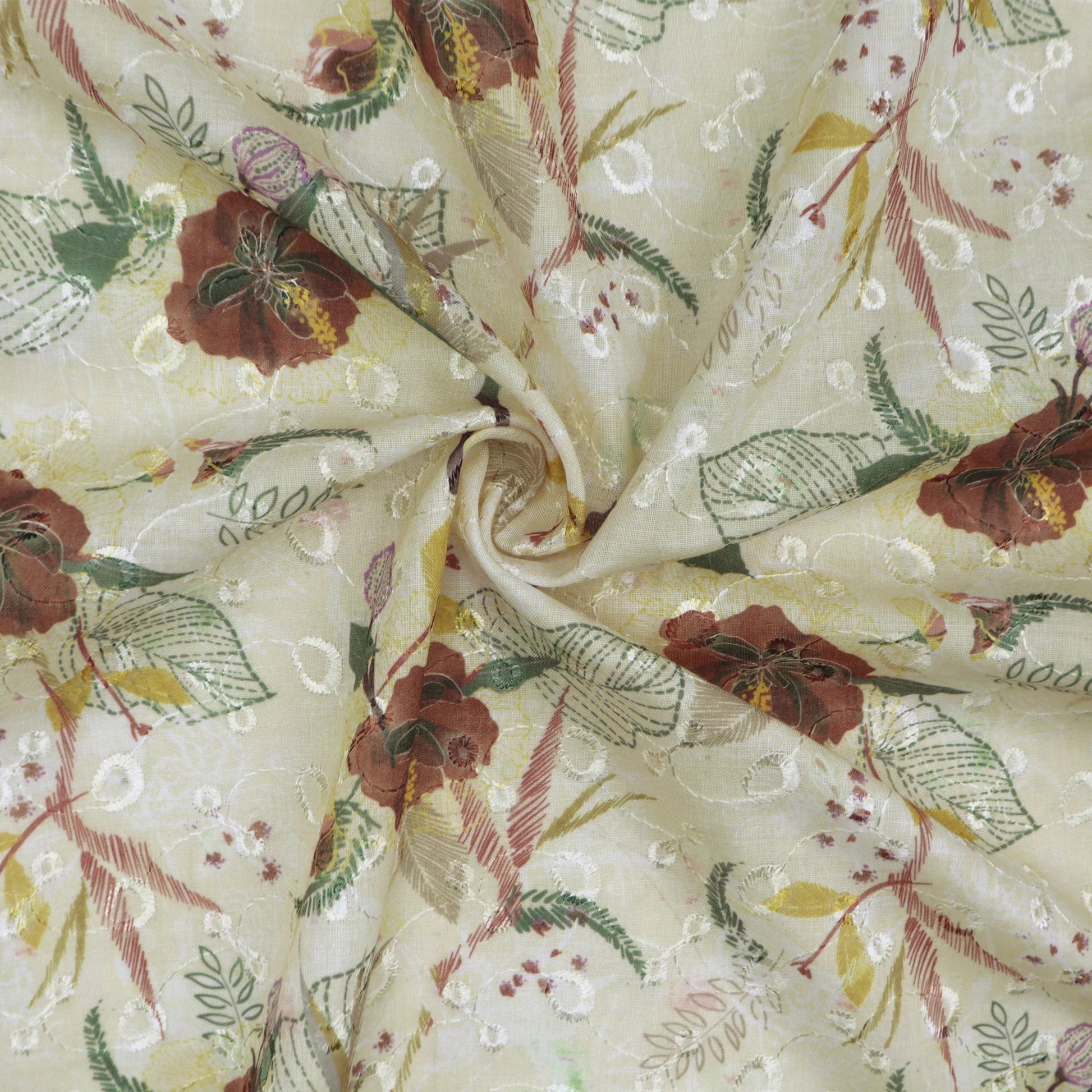 Garden Sketch Floral Cotton Fabric - Kapaas