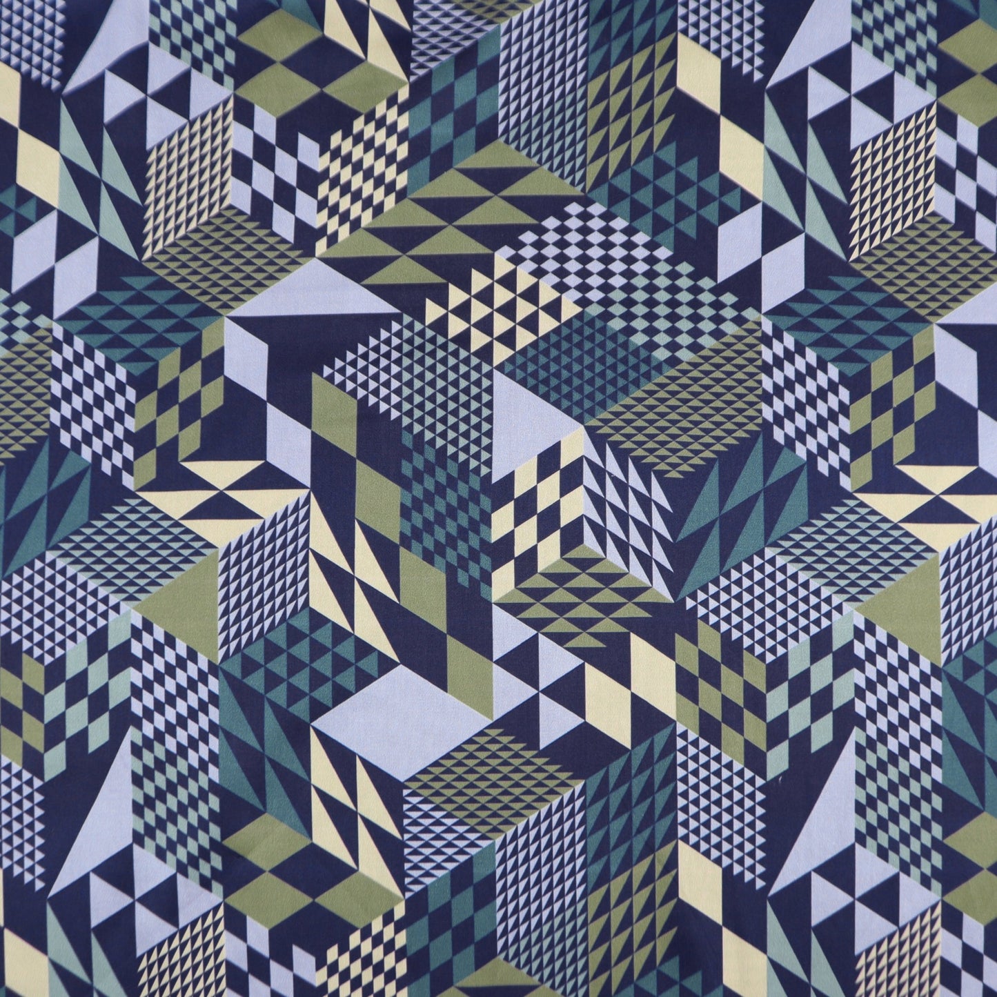 Geometric Illusion Satin Fabric - Kapaas