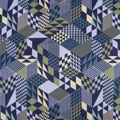 Geometric Illusion Satin Fabric - Kapaas