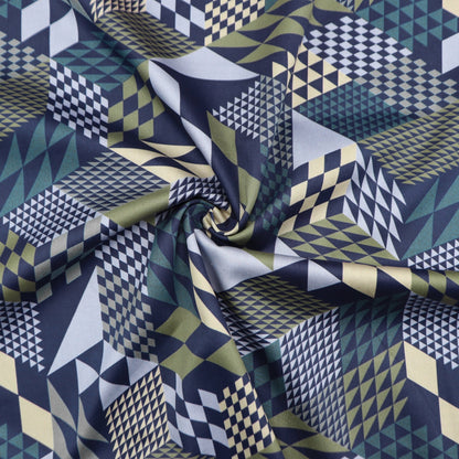 Geometric Illusion Satin Fabric - Kapaas