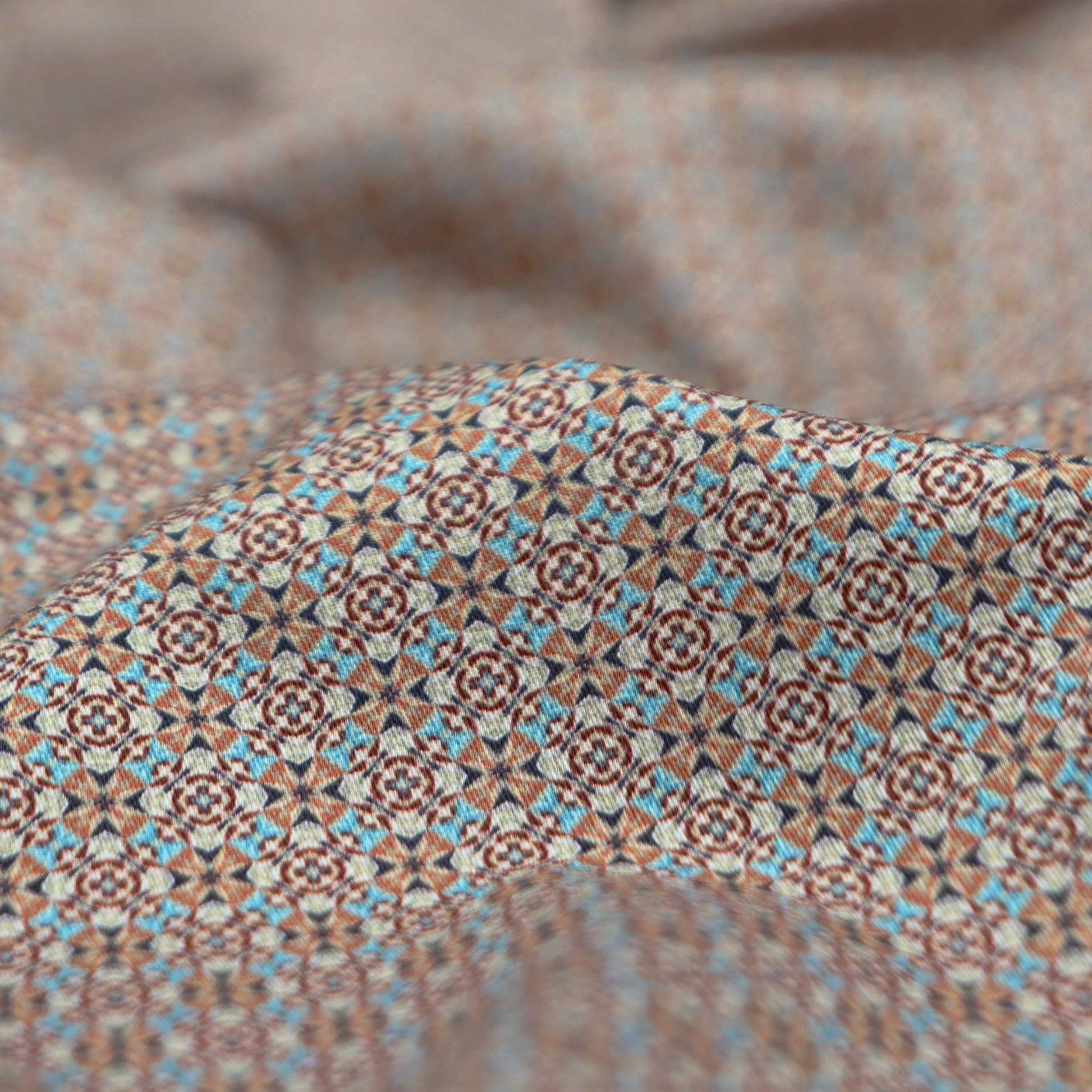 Heritage Tile Geo Satin Fabric - Kapaas