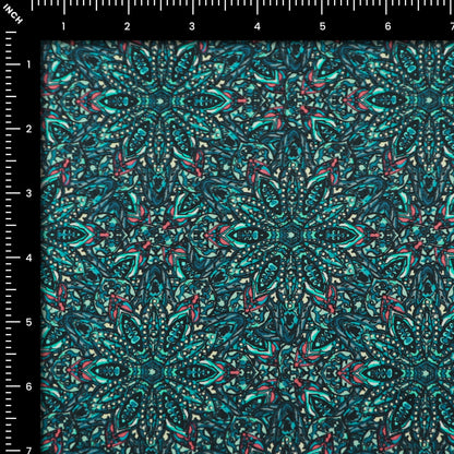 Intricate Kaleidoscopic Motif Satin Fabric - Kapaas