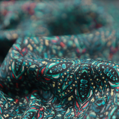 Intricate Kaleidoscopic Motif Satin Fabric - Kapaas