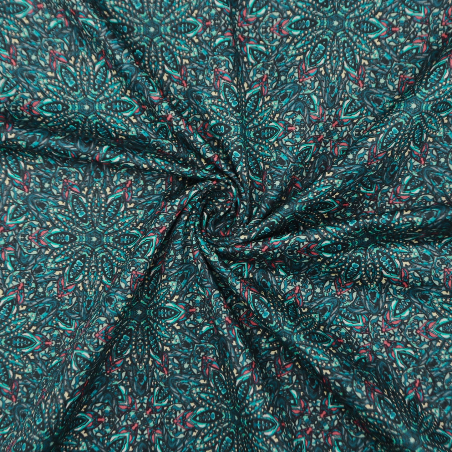 Intricate Kaleidoscopic Motif Satin Fabric - Kapaas