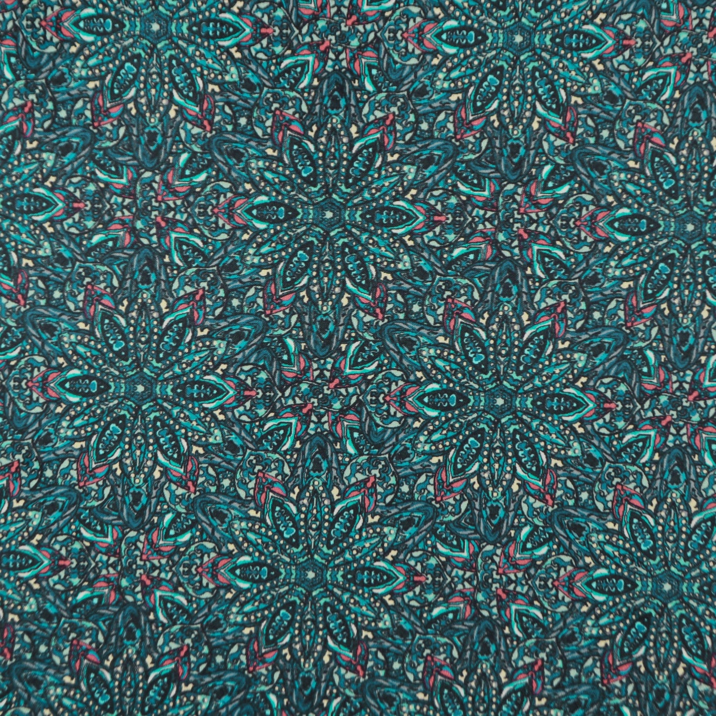 Intricate Kaleidoscopic Motif Satin Fabric - Kapaas