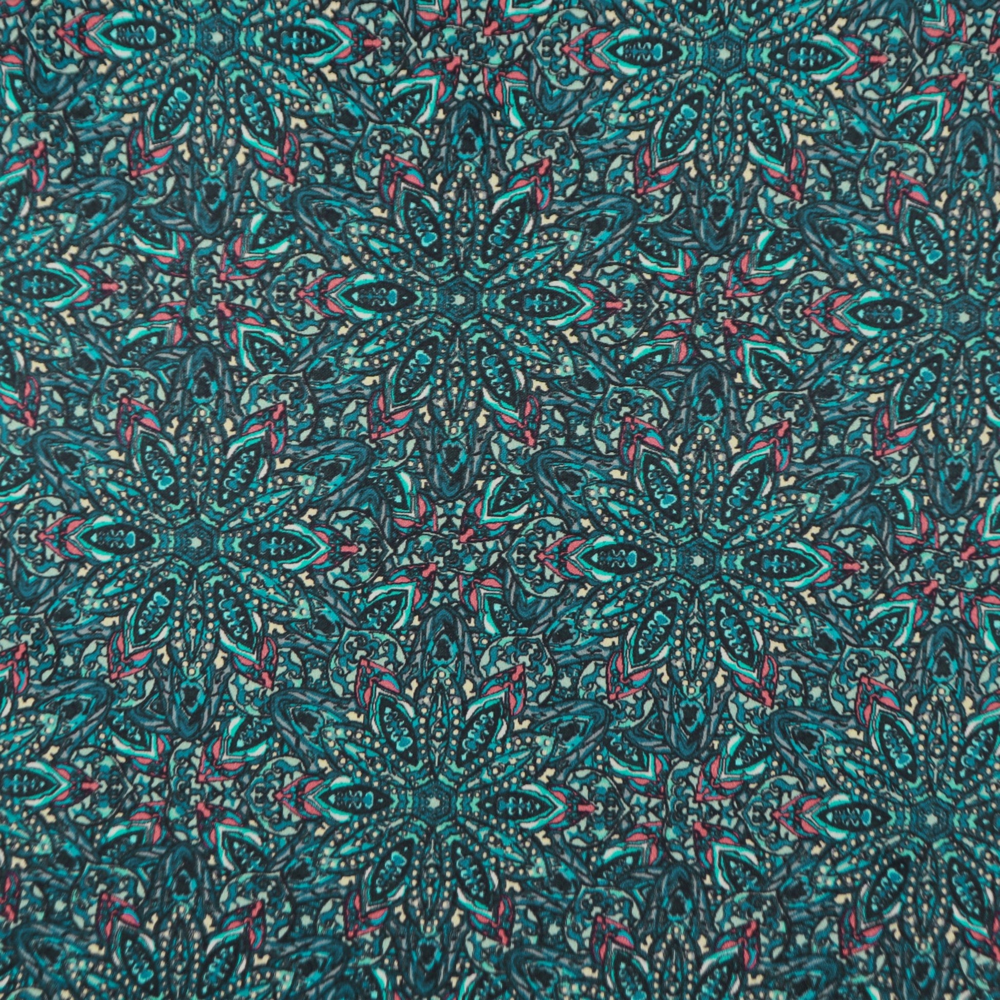 Intricate Kaleidoscopic Motif Satin Fabric - Kapaas