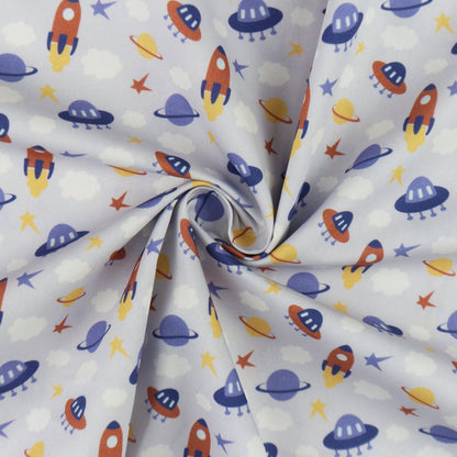 Little Explorer Space Print Poplin Fabric - Kapaas