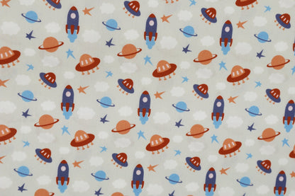 Little Explorer Space Print Poplin Fabric - Kapaas