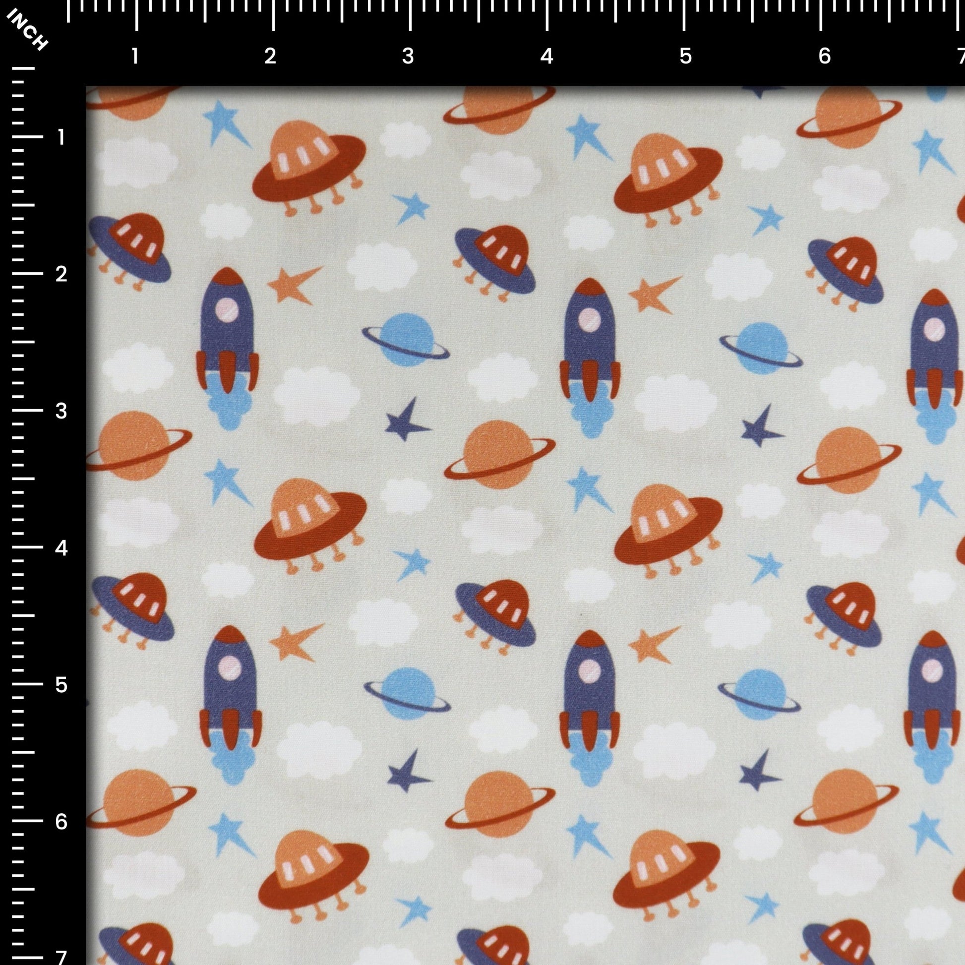 Little Explorer Space Print Poplin Fabric - Kapaas