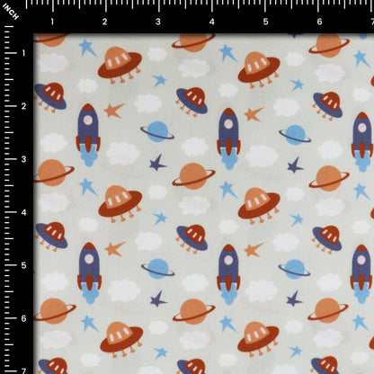 Little Explorer Space Print Poplin Fabric - Kapaas