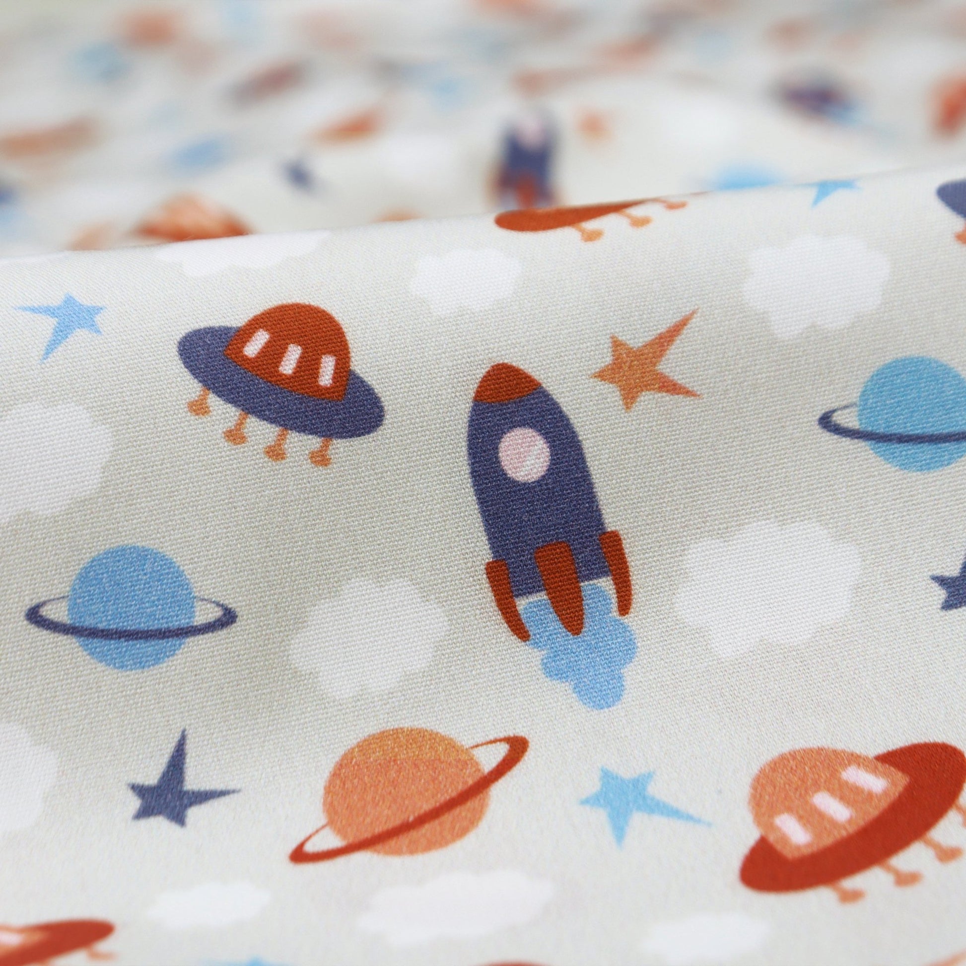 Little Explorer Space Print Poplin Fabric - Kapaas