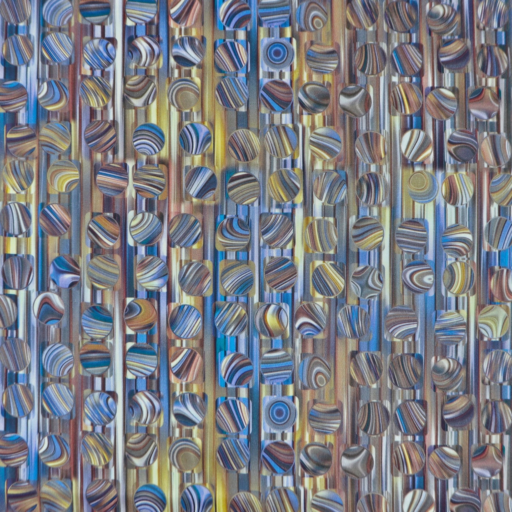 Multicolor Orb Stripe Satin Fabric - Kapaas