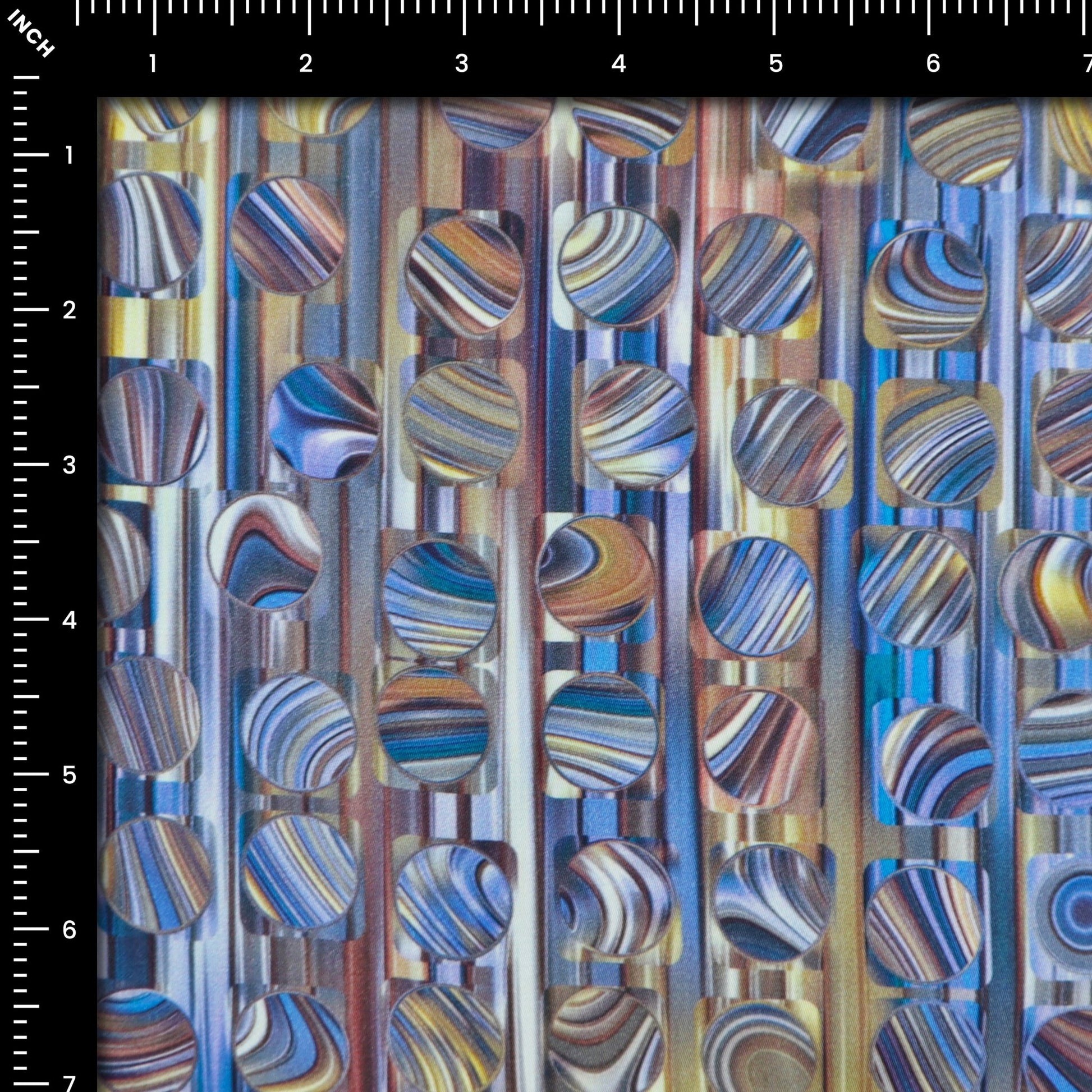 Multicolor Orb Stripe Satin Fabric - Kapaas