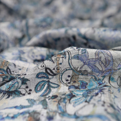 Ornamental Botanical Satin Fabric - Kapaas