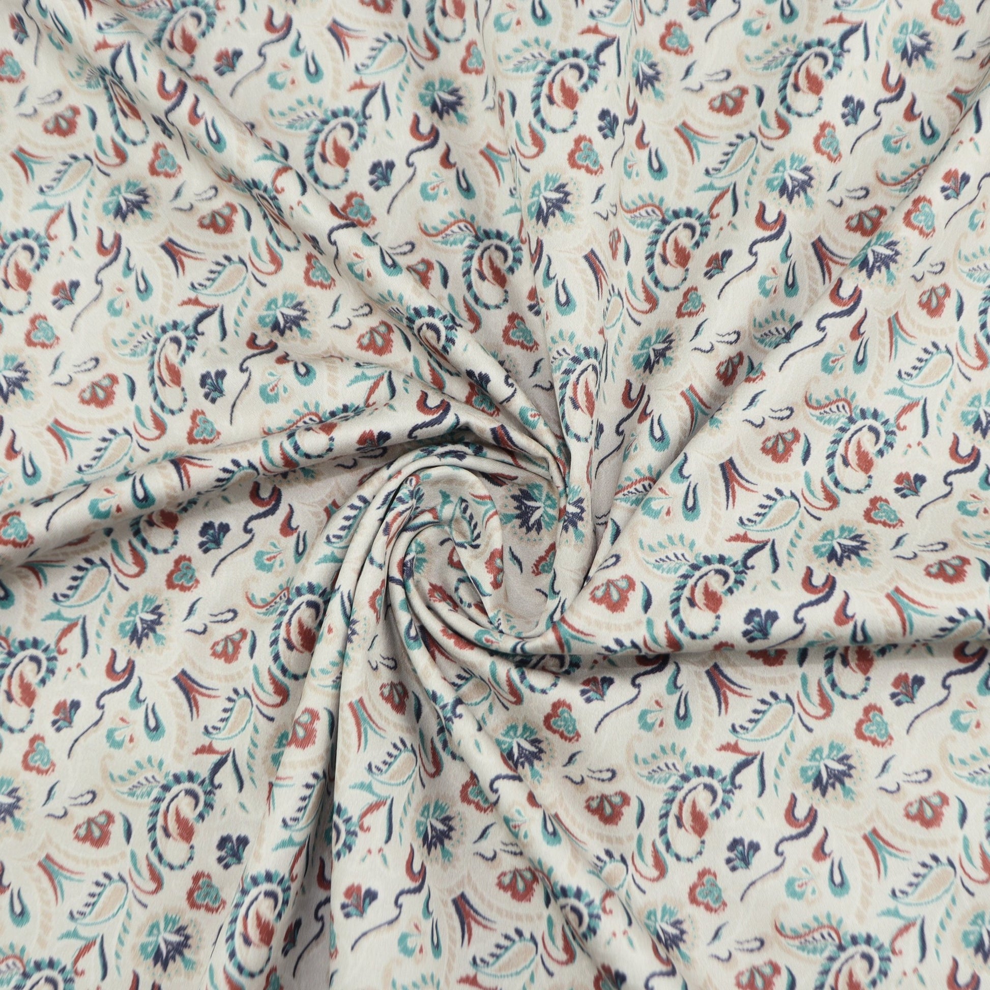 Paisley Garden Satin Fabric - Kapaas