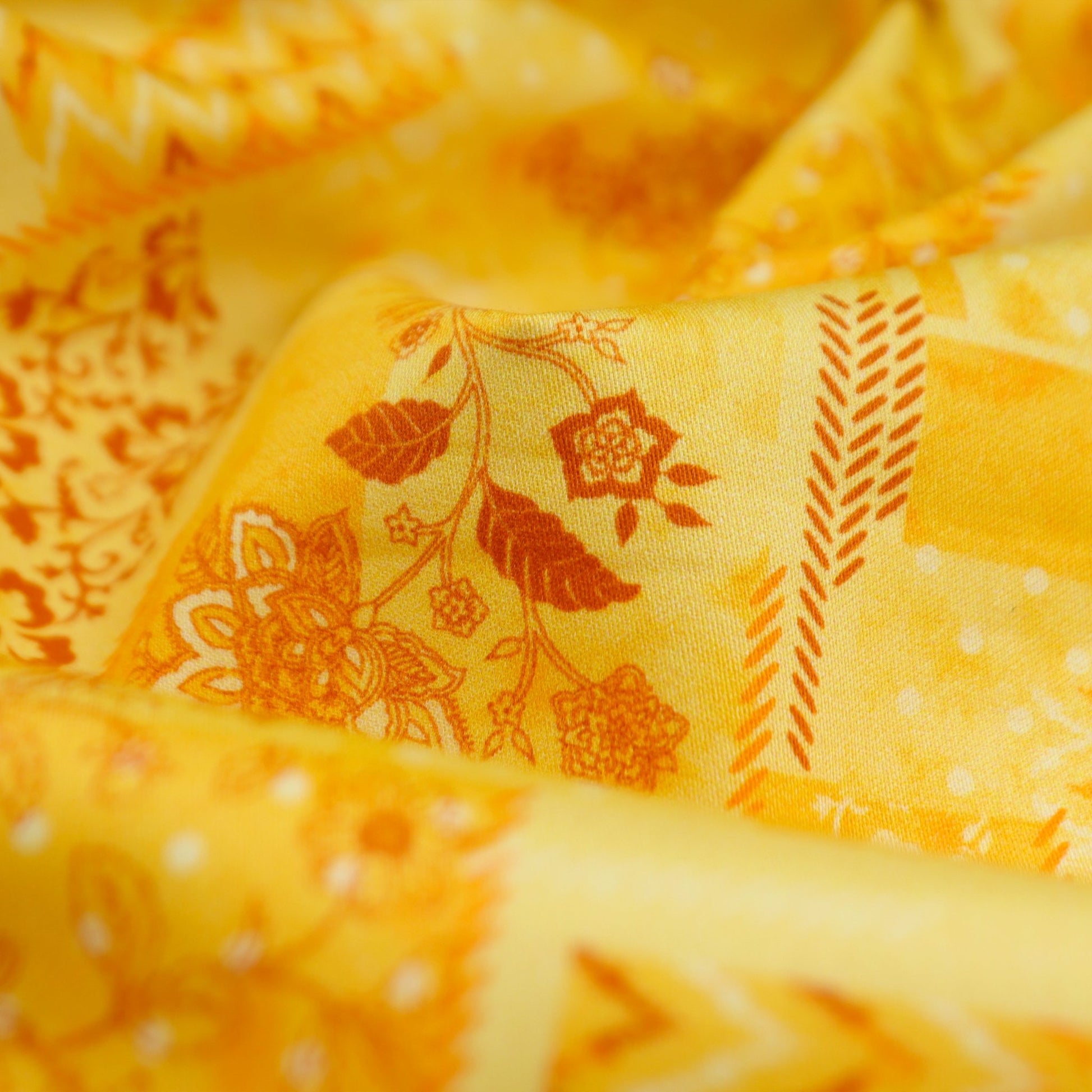 Sunshine Patchwork Satin Fabric - Kapaas
