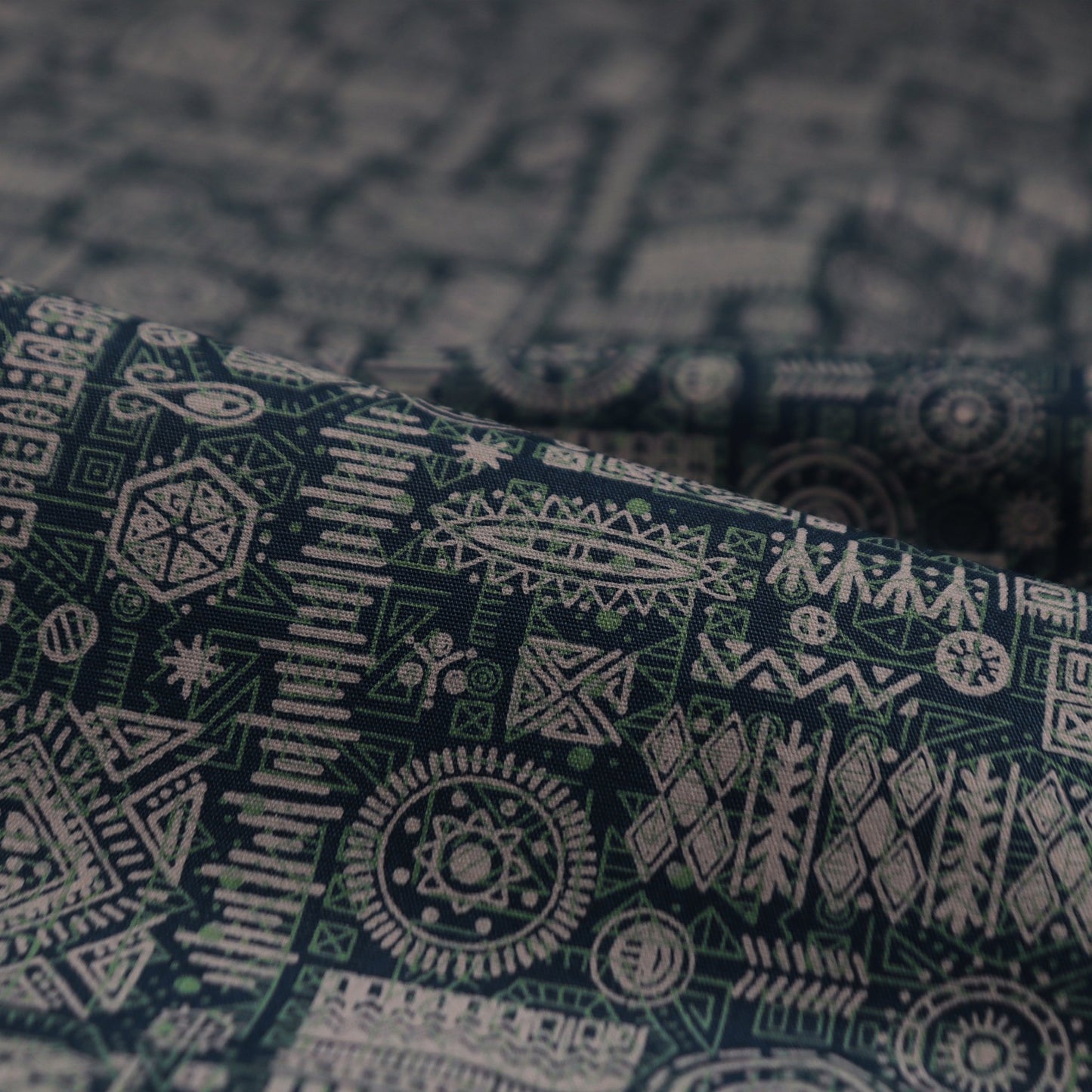 Tribal Glyph Mosaic Poplin Fabric - Kapaas