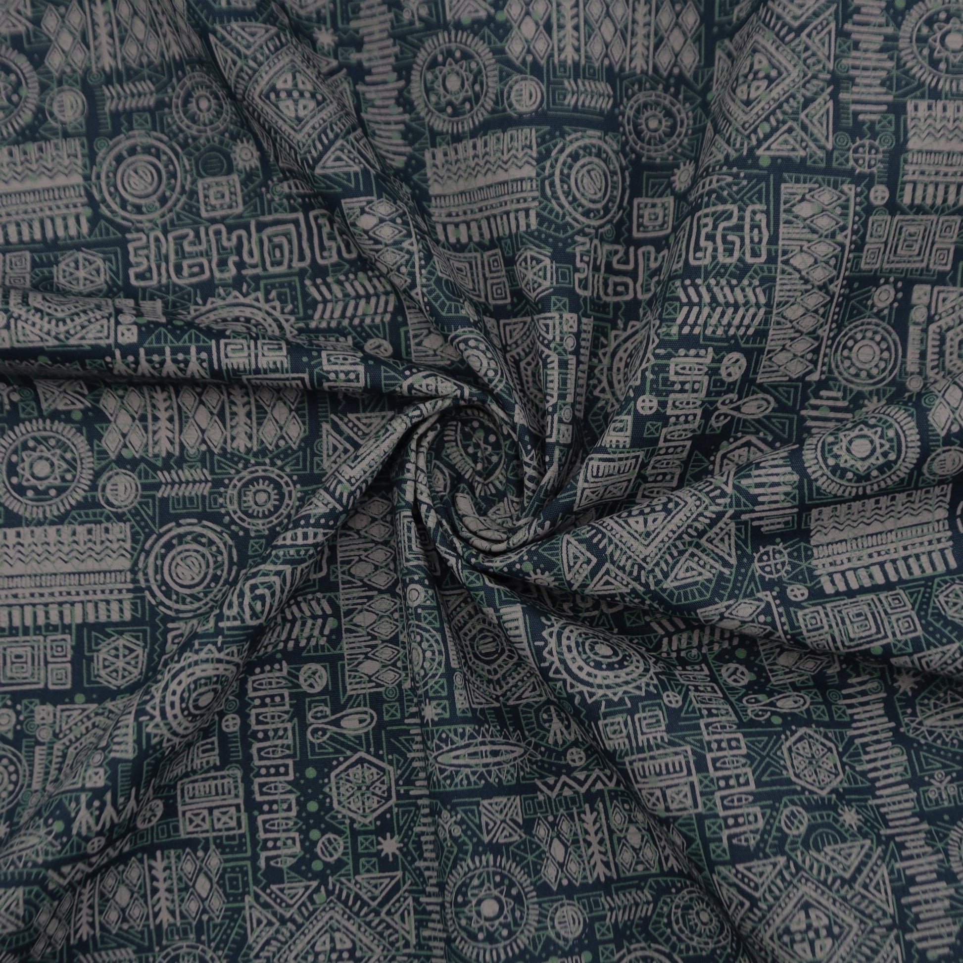 Tribal Glyph Mosaic Poplin Fabric - Kapaas