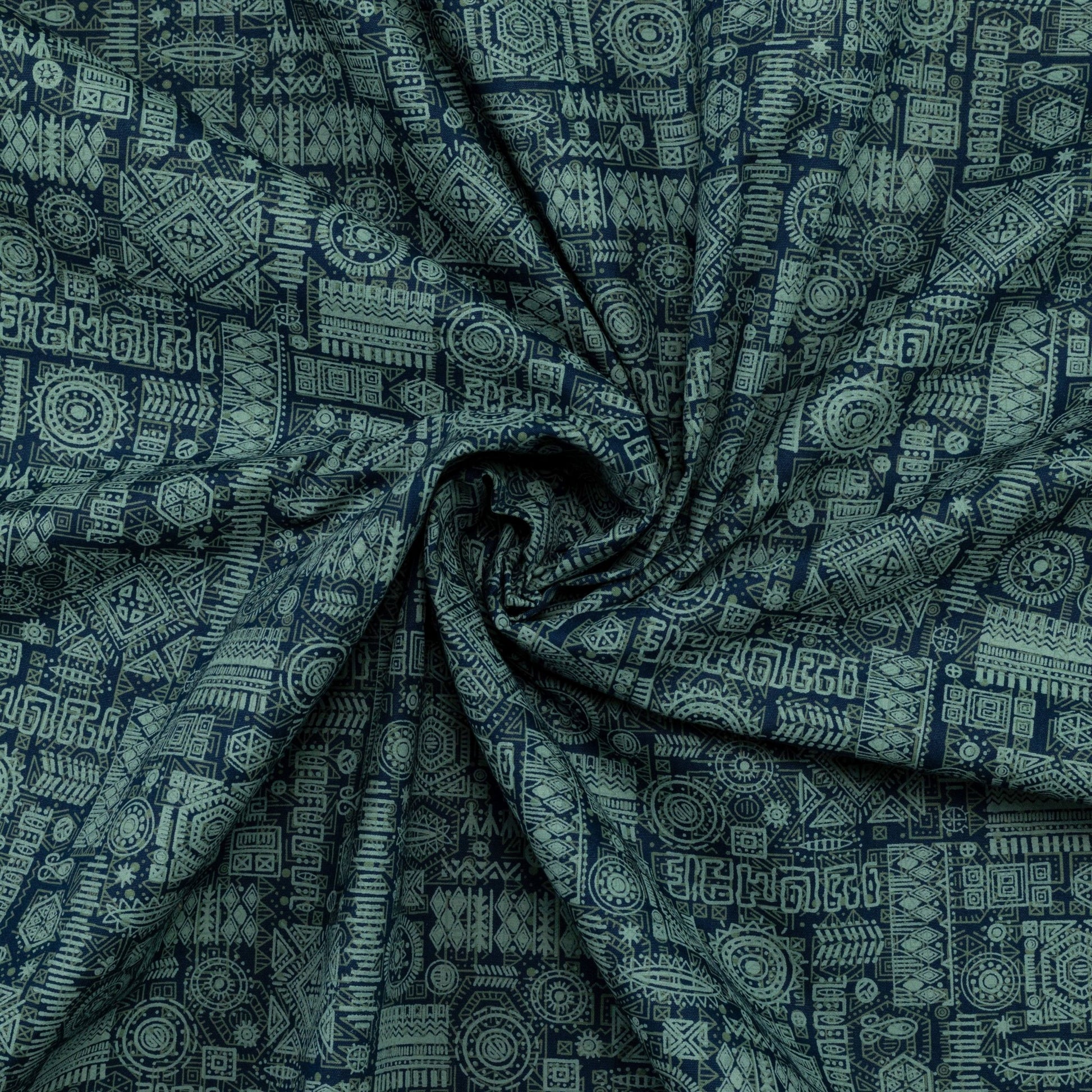 Tribal Glyph Mosaic Poplin Fabric - Kapaas