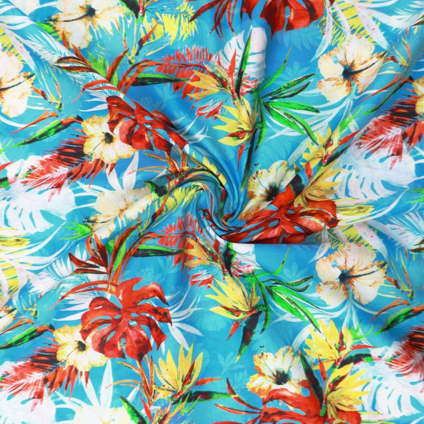 Tropical Bloom Poplin Fabric - Kapaas