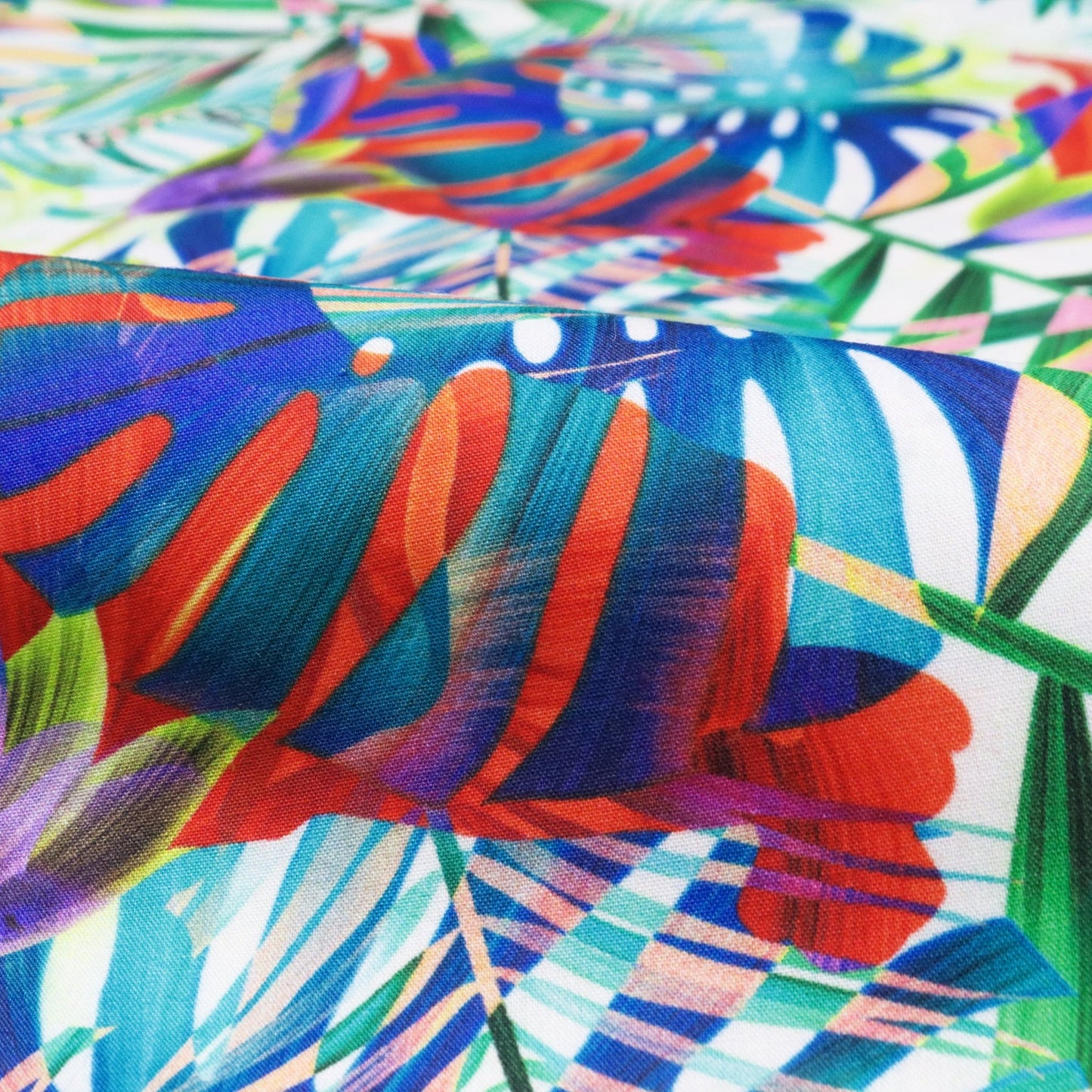 Tropical Prism Garden Poplin Fabric - Kapaas