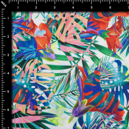 Tropical Prism Garden Poplin Fabric - Kapaas