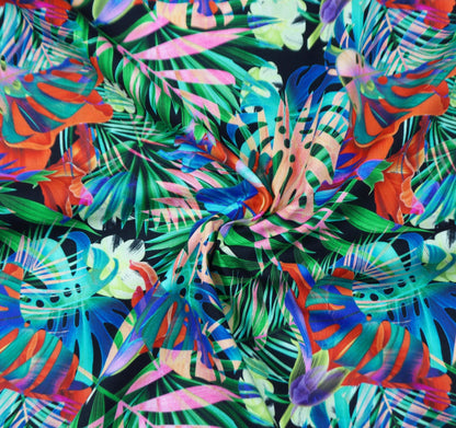 Tropical Prism Garden Poplin Fabric - Kapaas