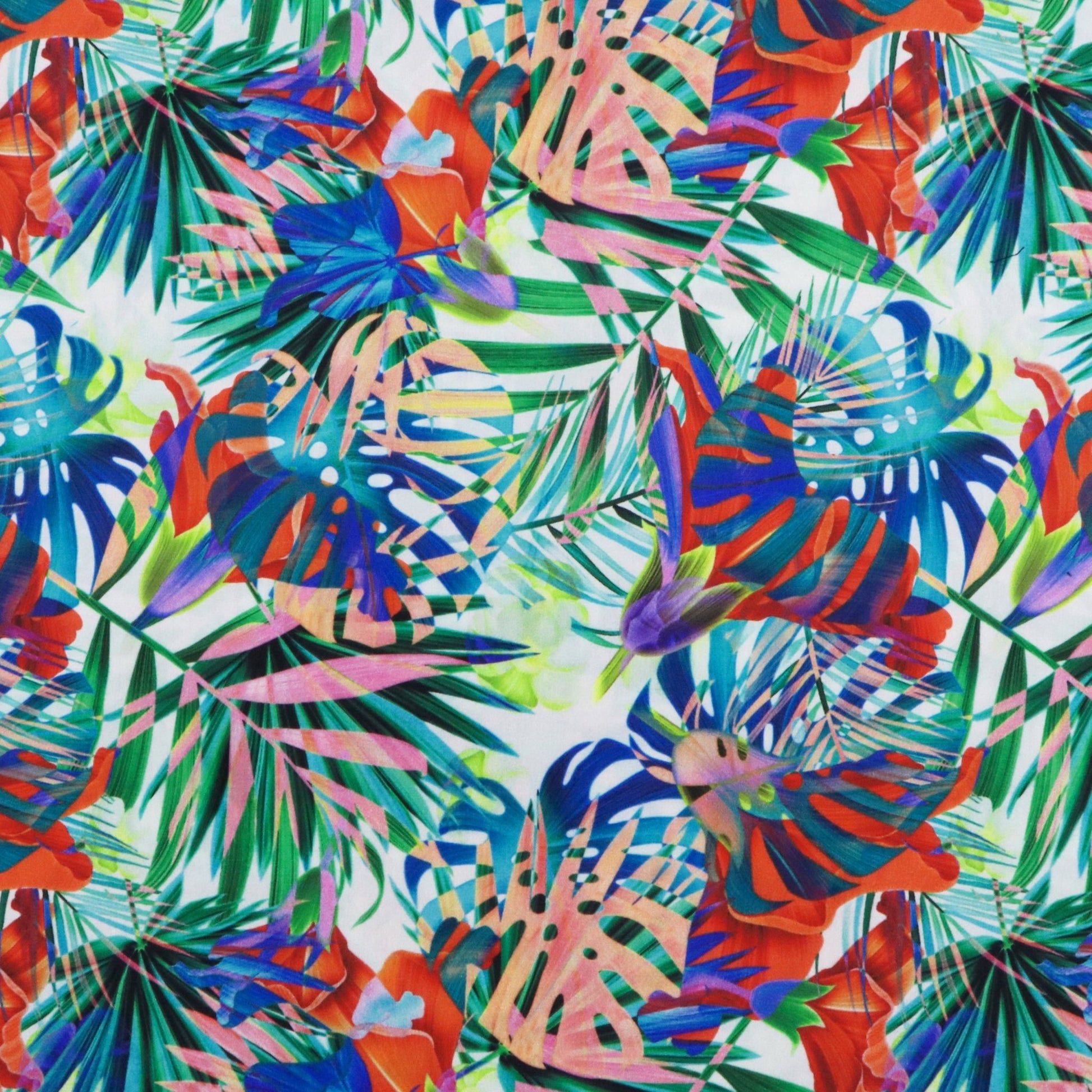 Tropical Prism Garden Poplin Fabric - Kapaas